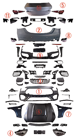 Benz For W205 Upgrade to W206 Amg C63 Wıth Headlıgh Taillıght Hood Fenders 2015-2018 - 1