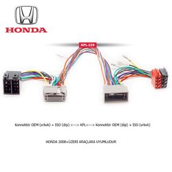 Honda Araçlara Uyumlu İso T Kablo Orjinal Dönüştürme Soketi