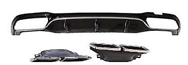 Mercedes E Class W213 17-20 E63 Rear Diffuser Silver With Pipe - 1