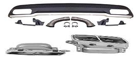 Mercedes W176  A45 Rear Diffuser With Pipe Chrome - 1