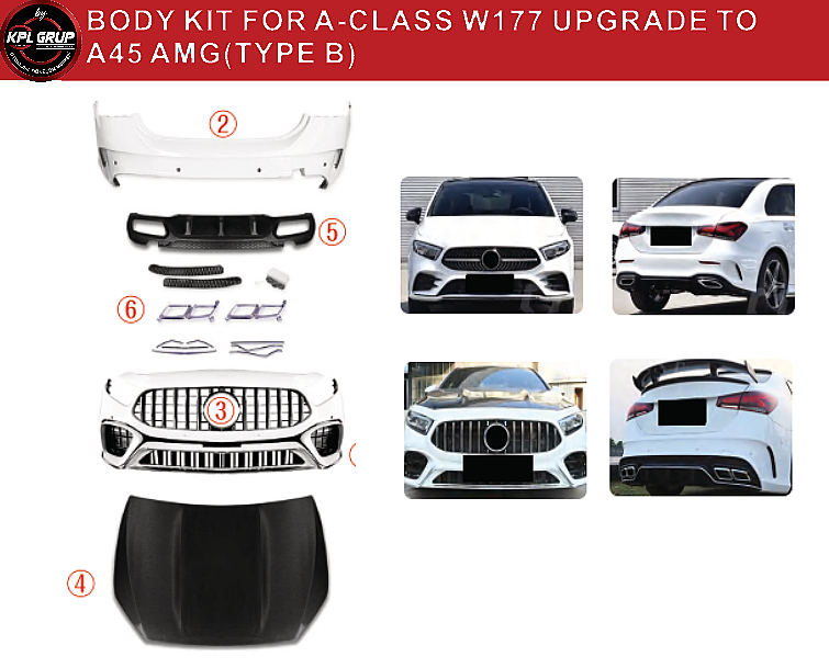 Mercedes W177 2019+A45 AMG Hatchback Body Kit - 2