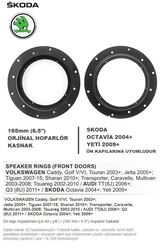 Skoda Araçlara Ön Kapı Yerlerine 16 Cm Hoparlör Kasnağı